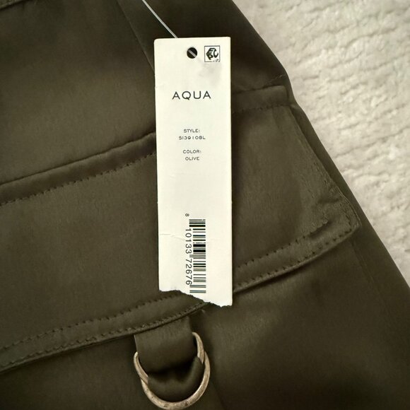 Olive Green Mini Skirt Size XS Cargo Style Pockets Indie Style by Aqua - Picture 6 of 11